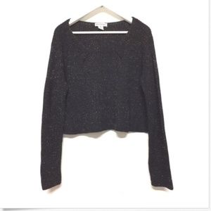 Body Central Women's Metallic Black Knit Sweater